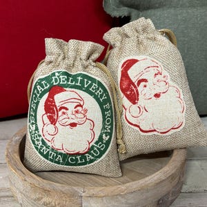 Mini Santa Toy Bag for Tiered Tray / Christmas Tiered Tray Decor / Christmas Coffee Bar Decor / Gift Card Holder / Vintage Santa