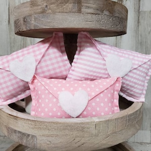 Set of 3 Fabric Love Letters - Valentine's Day Tiered Tray  Fillers, Valentines day decor, Fabric Love Letter Decor, Mini love letters