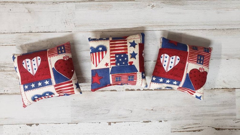 Set of 3 Patriotic Pillows Independence Day Bowl Filler Memorial Day Decor 4th July Tier Patriotic Mini Pillows