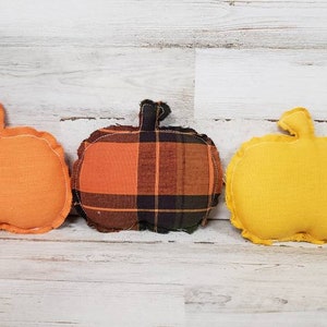 Set of 3 Farmhouse Pumpkins /Fabric Pumpkins / Fall Bowl Filler / Halloween Decor / Fall Tiered Tray Decor / Halloween Bowl Filler