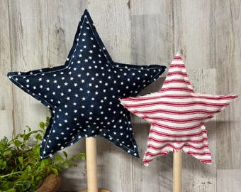 Farmhouse Stuffed Stars / Fabric Stars / Independence Day Bowl Filler /Independence Day Decor/4th July Tiered tray filler
