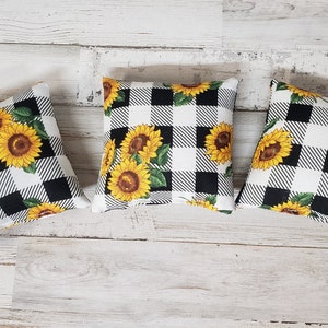 Mini Sunflower Pillows / Farmhouse Summer Decor / Sunflower tier tray / Sunflower Bowl Filler / Summer Coffee Bar
