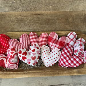 Valentine Fabric Hearts, Valentine's Day bowl fillers, Valentine’s day decor, Farmhouse Valentine, Valentine Tiered Tray Filler, Plush Heart