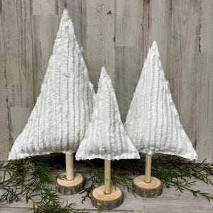 Chenille Fabric Christmas Trees, Chenille Decor, Farmhouse Winter Decor, Farmhouse Christmas Decor, Christmas Mantel, Winter Mantel Decor