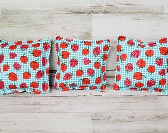 Set med 3 mini-jordgubbskuddar / Vårdekor i lantlig stil / Jordgubbsfat / Jordgubbsskålsfyllning / Vårkaffebar