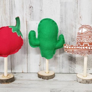 Cinco De Mayo Gelaagd Dienblad Decor / Cactus Decor / Cinco De Mayo Coffee Bar / Stof Cactus / Chili Pepper Decor / Zuidwest Decor