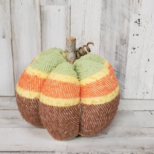 Fall Fabric Pumpkins, Orange Pumpkins, Fall Colors Pumpkin, Farmhouse Fall Decor, Chenille Pumpkins, Farmhouse Mantel