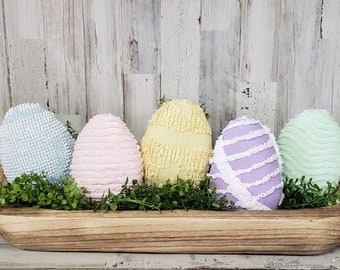 Oeufs en tissu chenille / Décoration de remplissage de bols de Pâques / ufs en tissu / Décoration de Pâques de ferme / Décoration de printemps