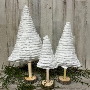 Chenille Fabric Christmas Trees, Chenille Decor, Farmhouse Winter Decor, Farmhouse Christmas Decor, Christmas Mantel, Winter Mantel Decor