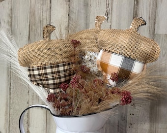 Fabric Acorn Picks / Fall Plant Picks / Fall Vase Fillers / Acorn Decor / Autumn Tiered Tray Decor / Fall Acorns