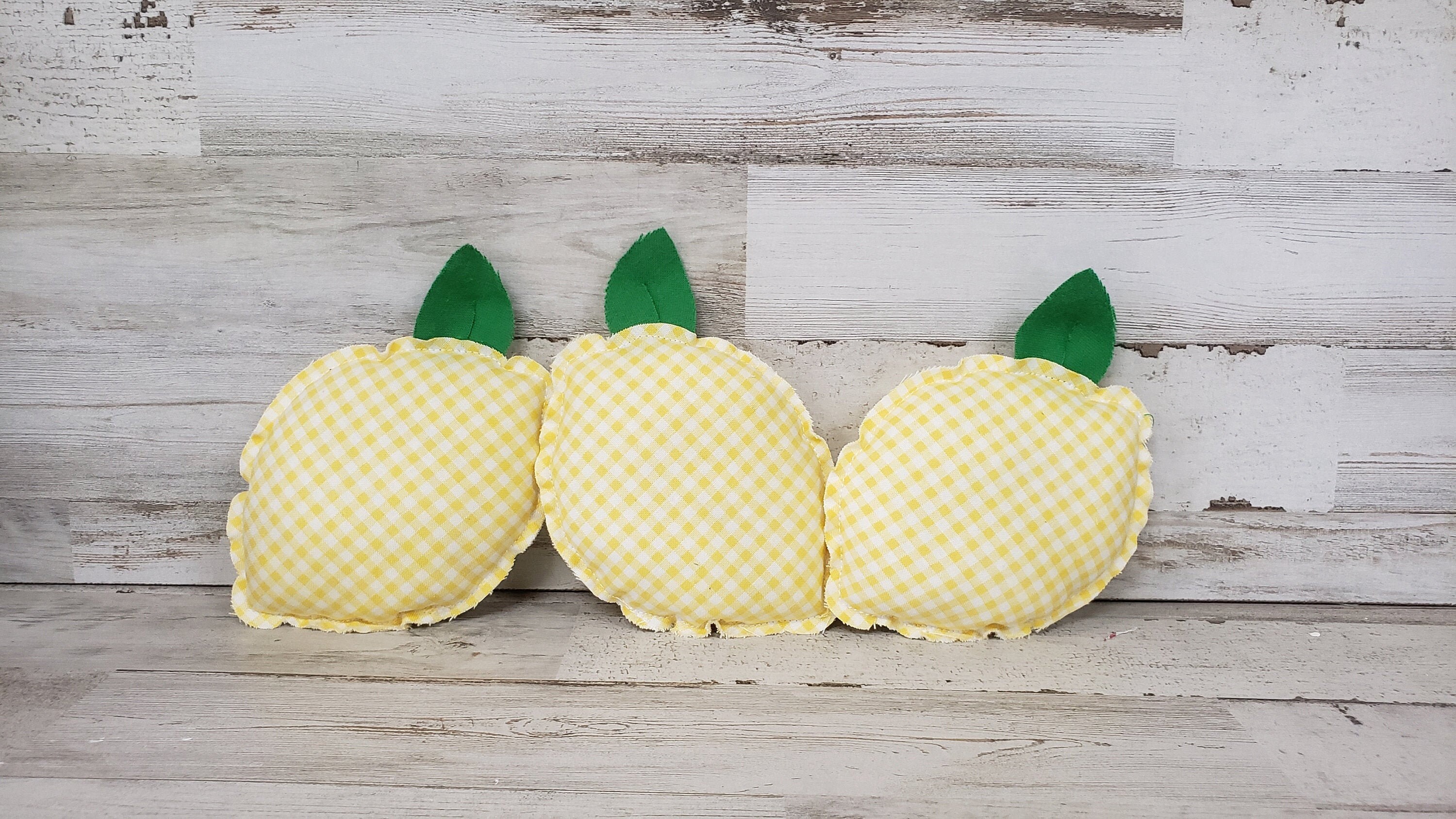 Yellow Plaid Fabric Lemons / Lemon Home Decor / Summer Decor / Etsy