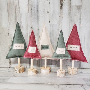 Fabric Christmas Trees,  Personalized Christmas Decor, Farmhouse Christmas Decor, Sweater Christmas, Christmas Mantel Decor