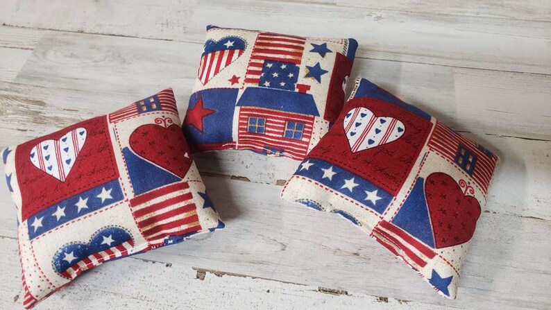 Set of 3 Patriotic Pillows Independence Day Bowl Filler Memorial Day Decor 4th July Tier Patriotic Mini Pillows