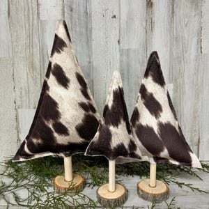 Cow Print Fabric Tree, Rustic Christmas Decor, Farmhouse Christmas Decor, Cow Print Decor, Brown and White Cow Decor, Triangle Tree