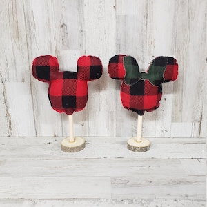 Christmas Mickey and Minnie Decor / Christmas Disney Inspired Decor / Disney Inspired Tiered Tray / Red Buffalo Mickey Decor / Minnie Decor
