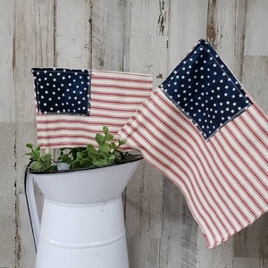Fabric Flags / Farmhouse Cottage American Mini Flags / Old Glory Flag / Memorial Day Decor / 4th July decor / Tier Tray Decor