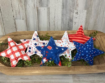 Patriotic Fabric Star Bowl Fillers / Patriotic Center Piece / Independence Day Tiered Tray / July 4th Tiered Tray / Memorial Day Decor