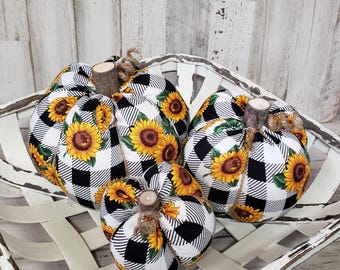Calabaza de girasol / Decoración de otoño de granja / Decoración de girasol / Relleno de otoño de girasol / Cafetería de calabaza / Calabazas de tela / Decoración de calabaza