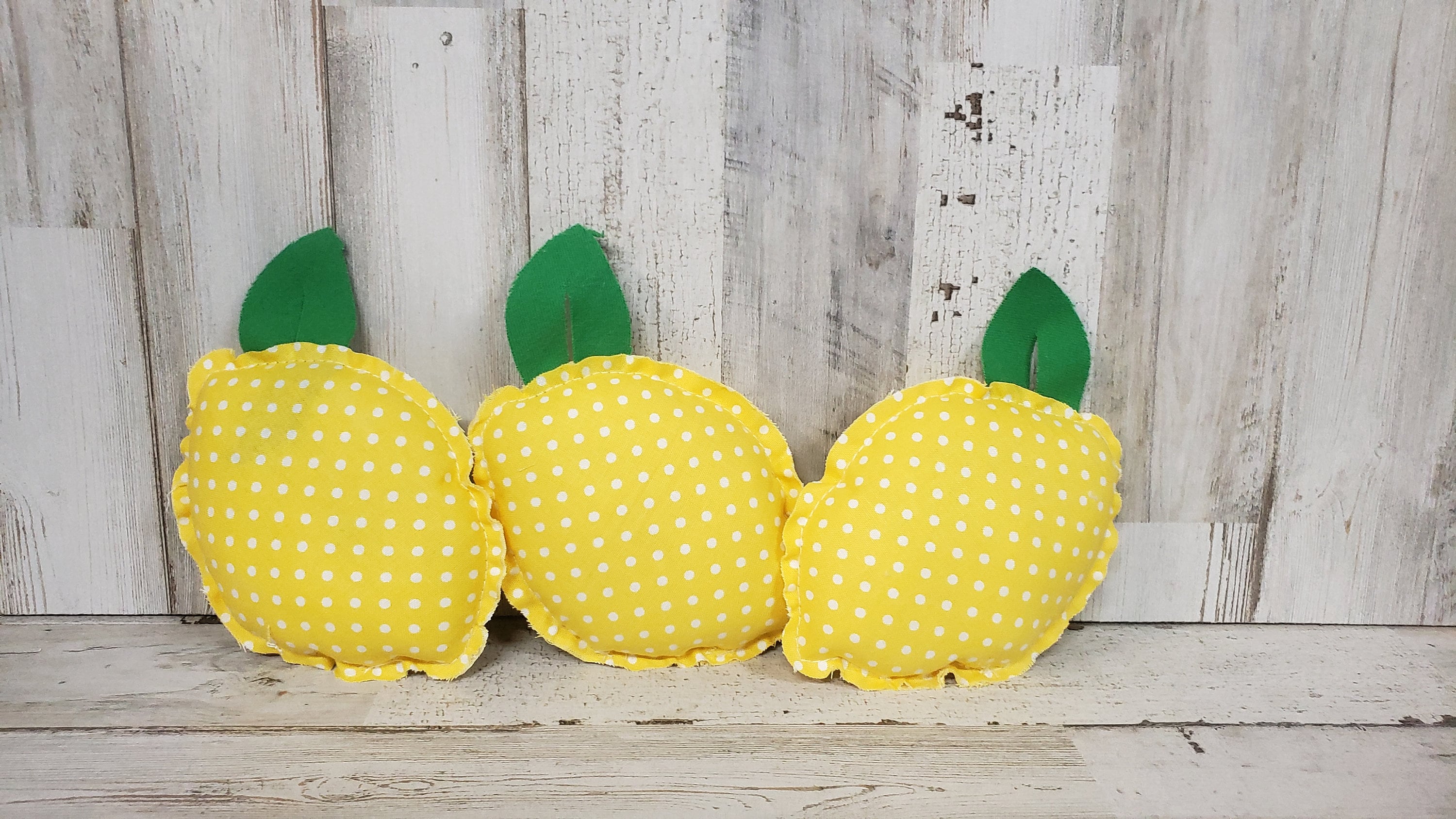 Polka Dot Fabric Lemons / Lemon Home Decor / Summer Decor / Etsy