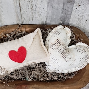 Set mit 2 Liebesbrief- und Herzdekor-Valentinstag abgestuften Tablettfüllern, Valentinstag-Dekor, Stoff-Liebesbrief-Dekor, Mini-Liebesbrief