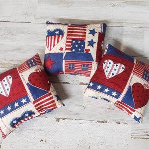 Set of 3 Patriotic Pillows  Independence Day Bowl Filler  Memorial Day Decor 4th July Tier  Patriotic Mini Pillows