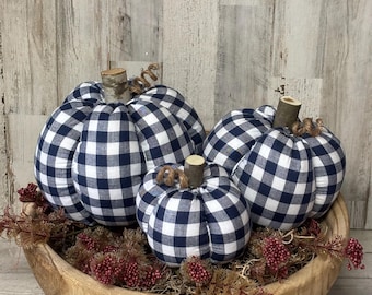 Boerderij blauw geruite pompoenen / boerderijpompoenen / blauw geruite pompoenen / herfstdecor / stofpompoenen / blauwe oogst / cottage-pompoenen