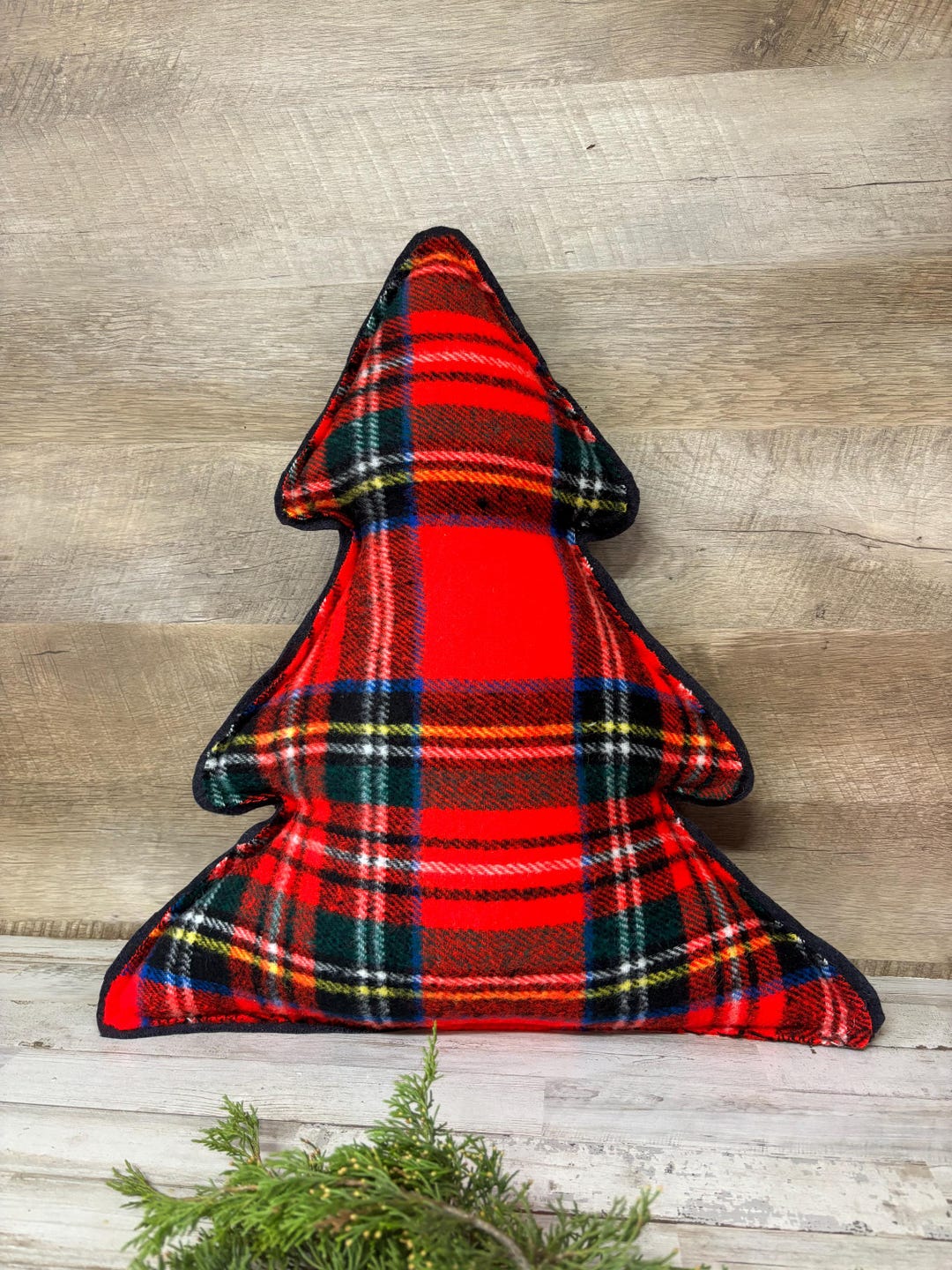 Handmade Christmas Pillow Hand Felted Wool - Tree Red - 20