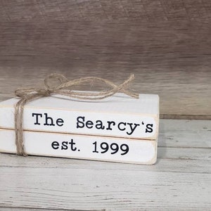 Faux Family Mini Wooden Books, Personalized books, Custom Name Books, Stacked Books, Farmhouse Books, Tiered Tray Filler