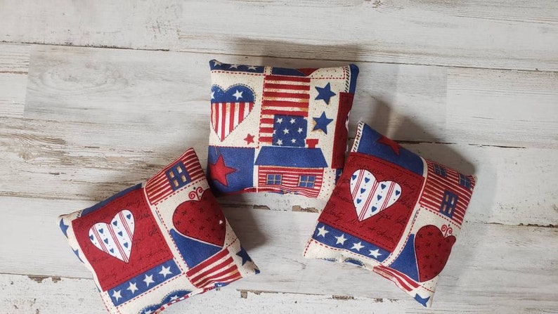 Set of 3 Patriotic Pillows Independence Day Bowl Filler Memorial Day Decor 4th July Tier Patriotic Mini Pillows