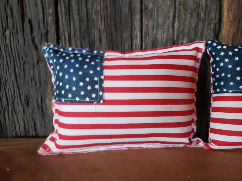 Farmhouse /& Cottage Style Stuffed Fabric Flag American Mini Flags Old Glory Flag Memorial Day Decor 4th July decor Tier Tray Decor