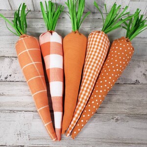 Orange Plaid Fabric Carrots / Orange Gingham Fabric Carrots / Farmhouse Easter / Spring Bowl Filler / Easter Party Decor image 4