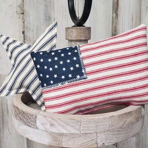 MINI Stuffed Fabric Flag/ Farmhouse Cottage American Mini Flags / Old Glory Flag / Memorial Day Decor / 4th July decor / Tier Tray Decor