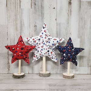 Farmhouse Fabric Stars /Memorial Day Decor Plush  Stars/Independence Day Mantel Decor /Independence Day Decor/4th July Tiered tray