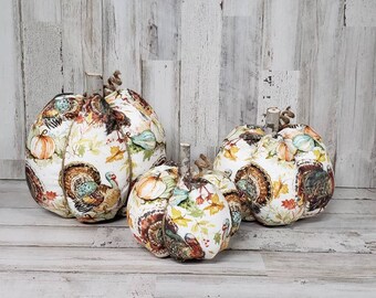 Herfst aquarel kalkoen stof pompoen, rustieke herfstdecoraties, herfst boerderij decor, herfst pompoenen, cottage pompoenen, herfst manteldecor