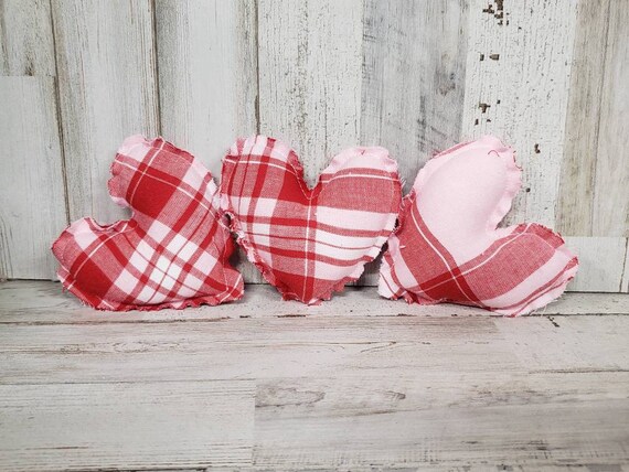8 Valentine's Day Buffalo Plaid Heart Pink White Checkered Farmhouse Vase  Filler