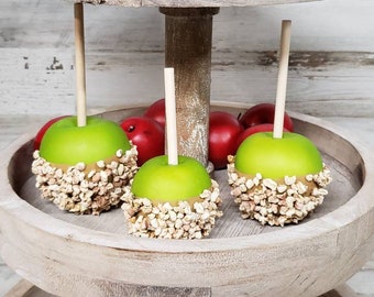 Set of 3 Faux Mini Caramel Apples /Apple Tiered Tray Decor /Coffee Bar Decor / Farmhouse Fall Decor / Apple Decor / Fall Mantel Decor