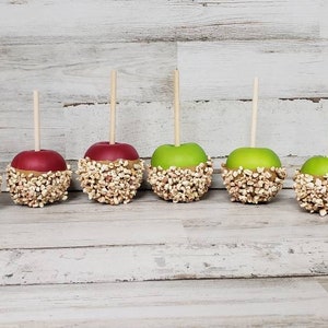 Set van 3 nep mini-karamel appels/appel gelaagd decor/koffiebar decor/herfst boerderij decor/appel decor/herfst schoorsteenmantel decor