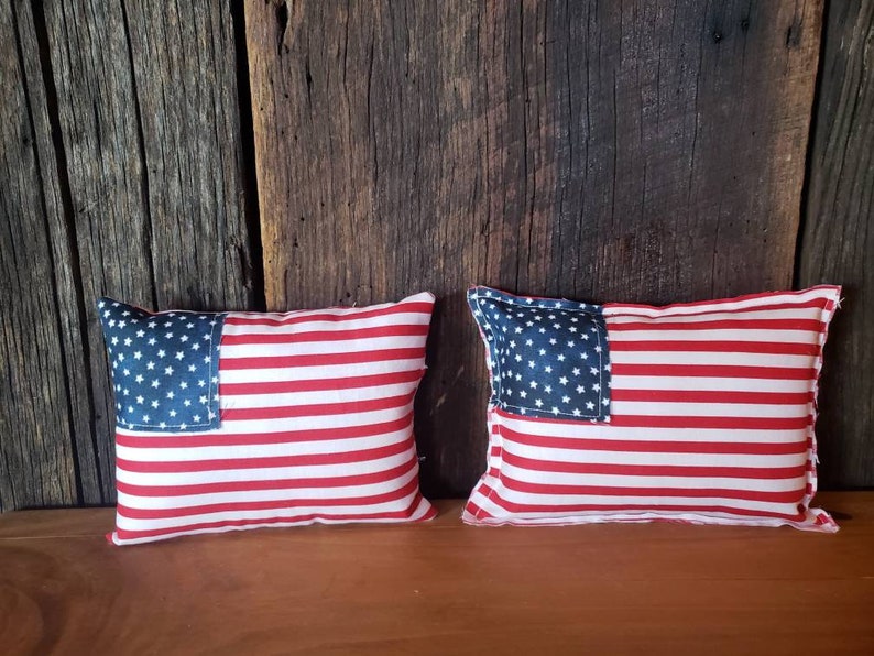 Farmhouse /& Cottage Style Stuffed Fabric Flag American Mini Flags Old Glory Flag Memorial Day Decor 4th July decor Tier Tray Decor
