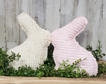 Chenille Bunny Rabbit / Chenille Decor / Easter Mantel Decor/ Farmhouse Easter Decor / Spring Decor / Neutral Easter / Tiered Tray Filler