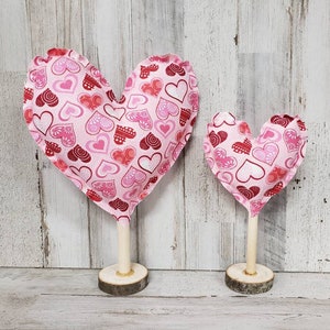 Pink Fabric Hearts, Heart Decor / Valentine Mantel Decor / Rustic Valentine&#39;s / Farmhouse Valentine&#39;s Decor / Valentine Coffee Bar