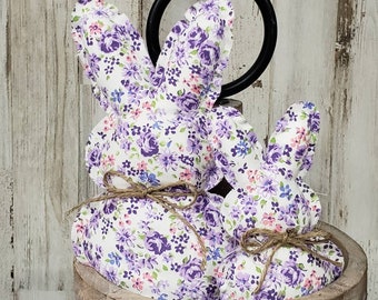 Easter Mantel / Floral Fabric Bunnies / Floral Bunnies / Farmhouse Easter / Country Bunny / Farmhouse Easter Tier Tray / Flower Easter Decor