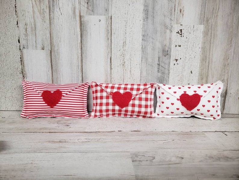 Set of 3 Fabric Love Letters Valentine's Day Tiered Tray Fillers, Valentines day decor, Fabric Love Letter Decor, Mini love letters image 3