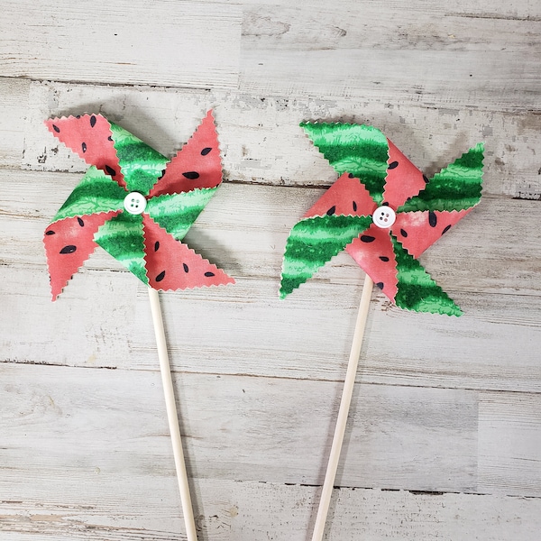 Watermelon Pinwheels / Watermelon Tiered Tray Filler / Fabric Pinwheels / Watermelon Decor / Tiered Tray Decor / Farmhouse Kitchen Decor