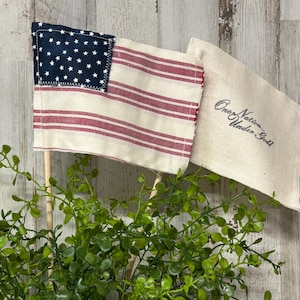 Fabric Flags / Farmhouse Cottage American Mini Flags / Old Glory Flag / Memorial Day Decor / 4th July decor / Tier Tray Decor / Hutch Flags