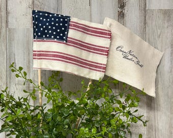 Fabric Flags / Farmhouse Cottage American Mini Flags / Old Glory Flag / Memorial Day Decor / 4th July decor / Tier Tray Decor / Hutch Flags