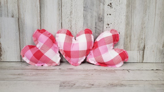 8 Valentine's Day Buffalo Plaid Heart Red White Checkered Farmhouse Vase  Filler