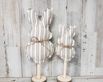 Easter Mantel / Fabric Bunnies / Gray Bunnies / Farmhouse Easter / Spring Bowl Filler / Easter Tier Tray / Neutral Easter Decor