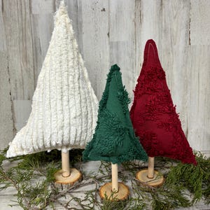 Chenille Fabric Christmas Trees, Chenille Decor, Farmhouse Winter Decor, Farmhouse Christmas Decor, Christmas Mantel, Winter Mantel Decor