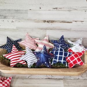 Patriotic Fabric Star Bowl Fillers / 40 Plus  Different Fabrics / Independence Day Tiered Tray  /4th July Tiered Tray/ Memorial Day Decor
