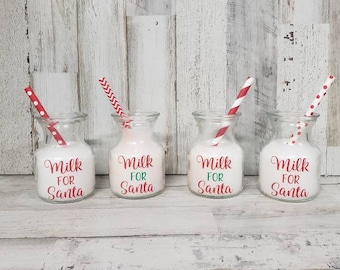 Christmas Tiered Tray Decor, Mini Milk for Santa/ Faux Santa Milk Decor, Santa Tiered Tray Filler, Farmhouse Christmas Decor, Mini Santa
